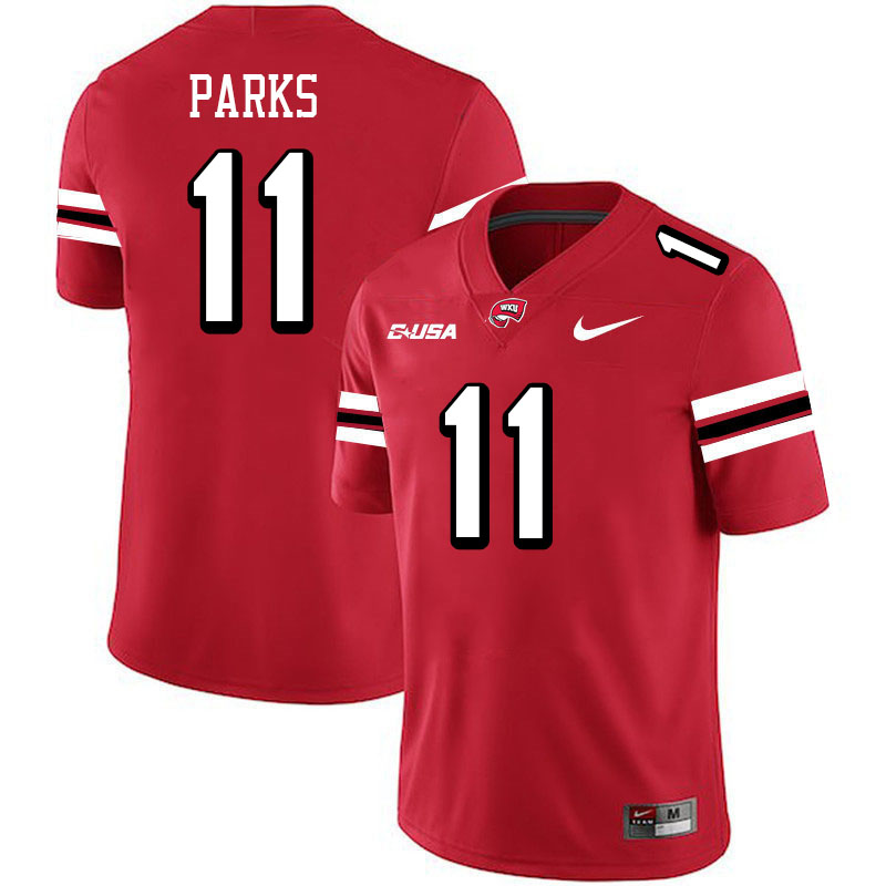 Western Kentucky Hilltoppers #11 Tucker Parks College Football Jerseys Stitched-Red